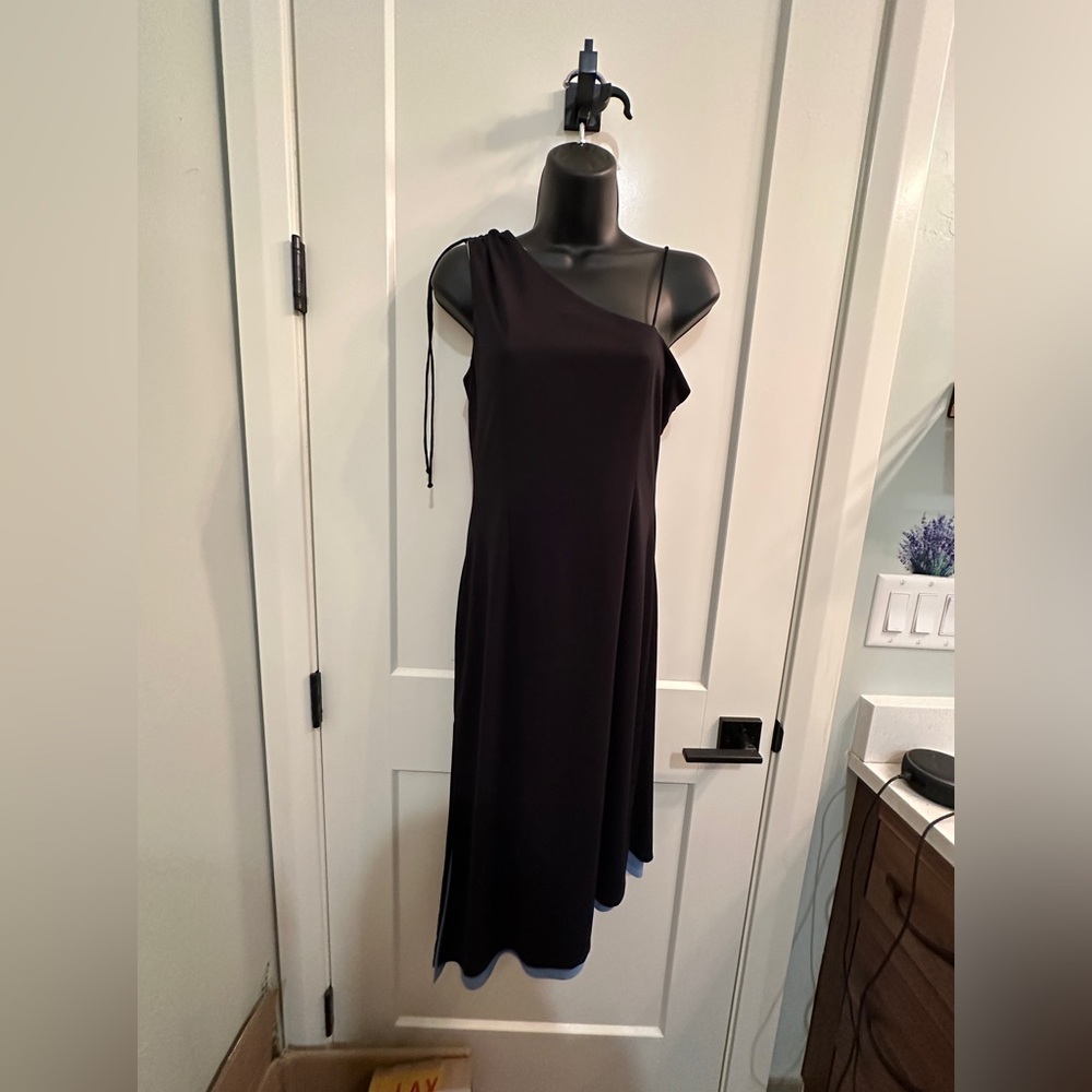 Black dress with blue underneath